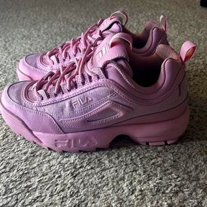 Embroidered Pink Fila Sneakers